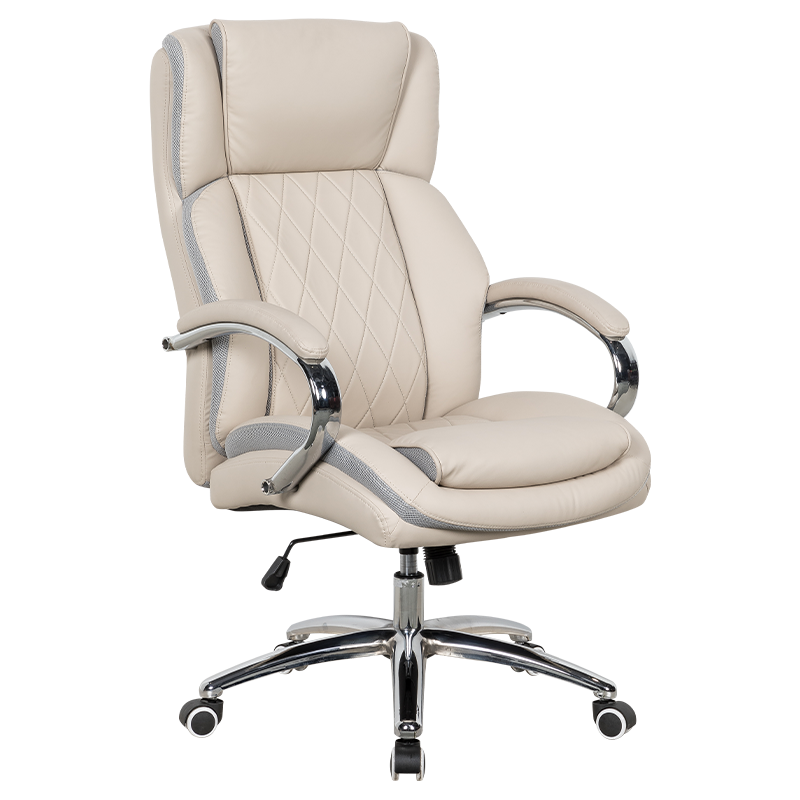 RXGAMER RX-9106 Silla de oficina de cuero beige con inclinación leve y diseño antirrayas