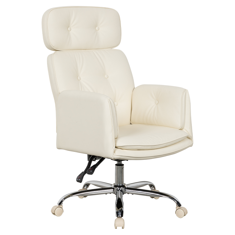 RXGAMER RX-9130 Silla de oficina reclinable con deslizamiento silencioso y múltiples ángulos en tono crema