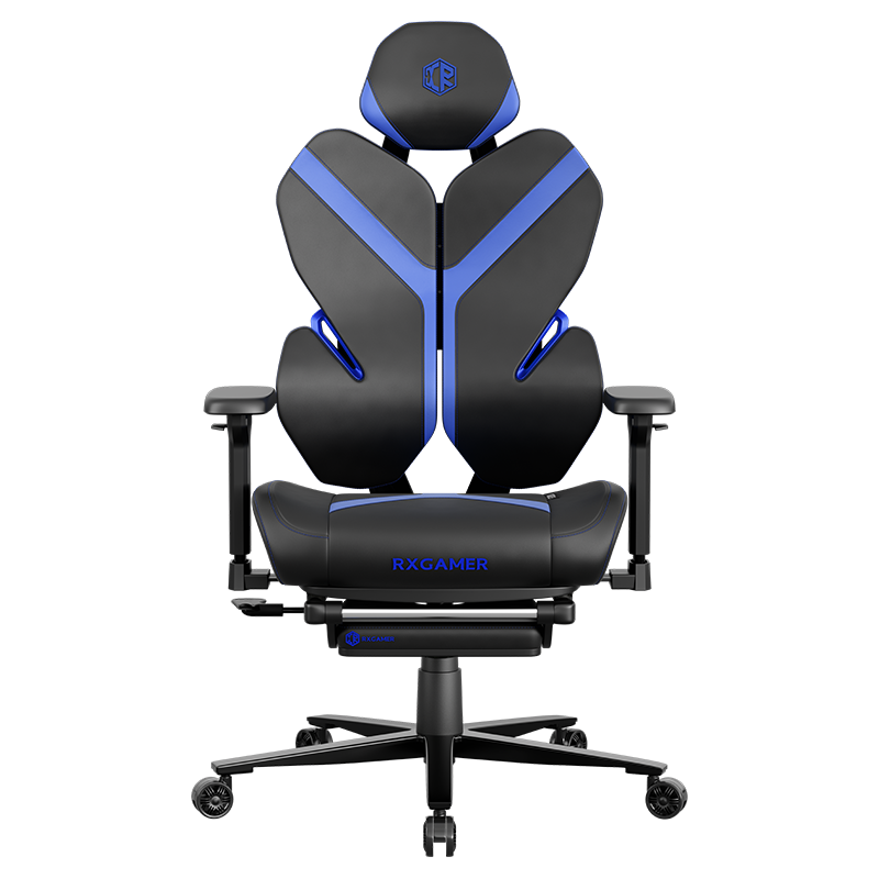 RXGAMER RX-K6-6302 Silla para juegos con soporte estable y reposapiés todo en uno