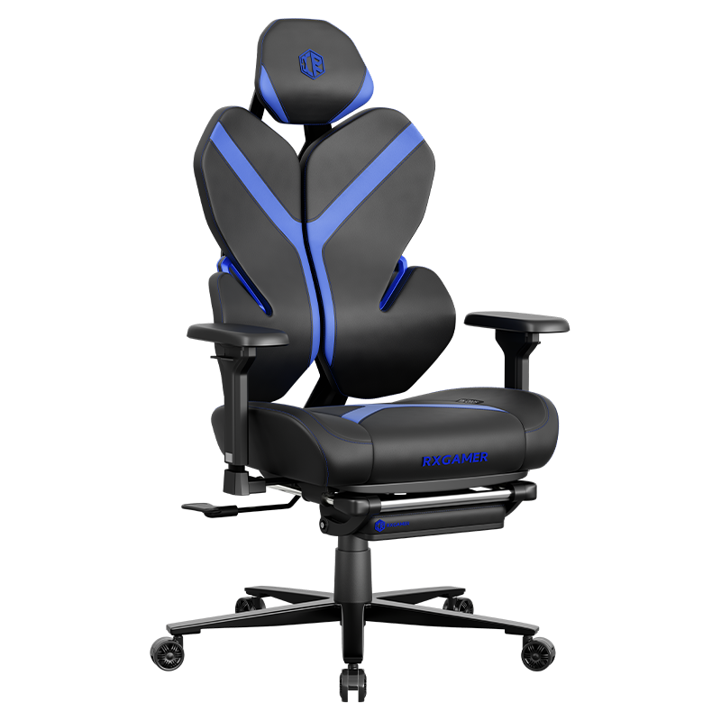 RXGAMER RX-K6-6302 Silla para juegos con soporte estable y reposapiés todo en uno