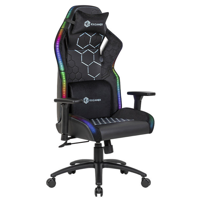 RXGAMER RX-2084 Silla ergonómica para juegos con tira de luces LED de colores y brillo nocturno