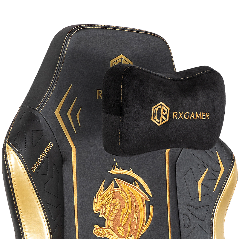 RXGAMER RX-2061 Silla de juego reclinable con reposacabezas magnético y bordado de dragón