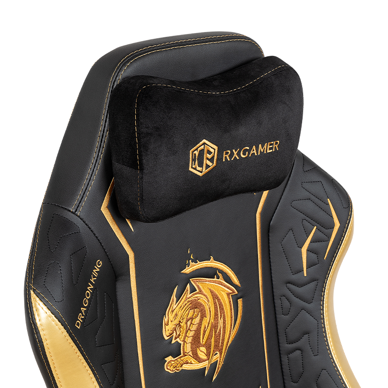 RXGAMER RX-2061 Silla de juego reclinable con reposacabezas magnético y bordado de dragón